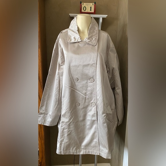 Avenue Taupe Metallic Double Breasted Spring Trench Coat Women's